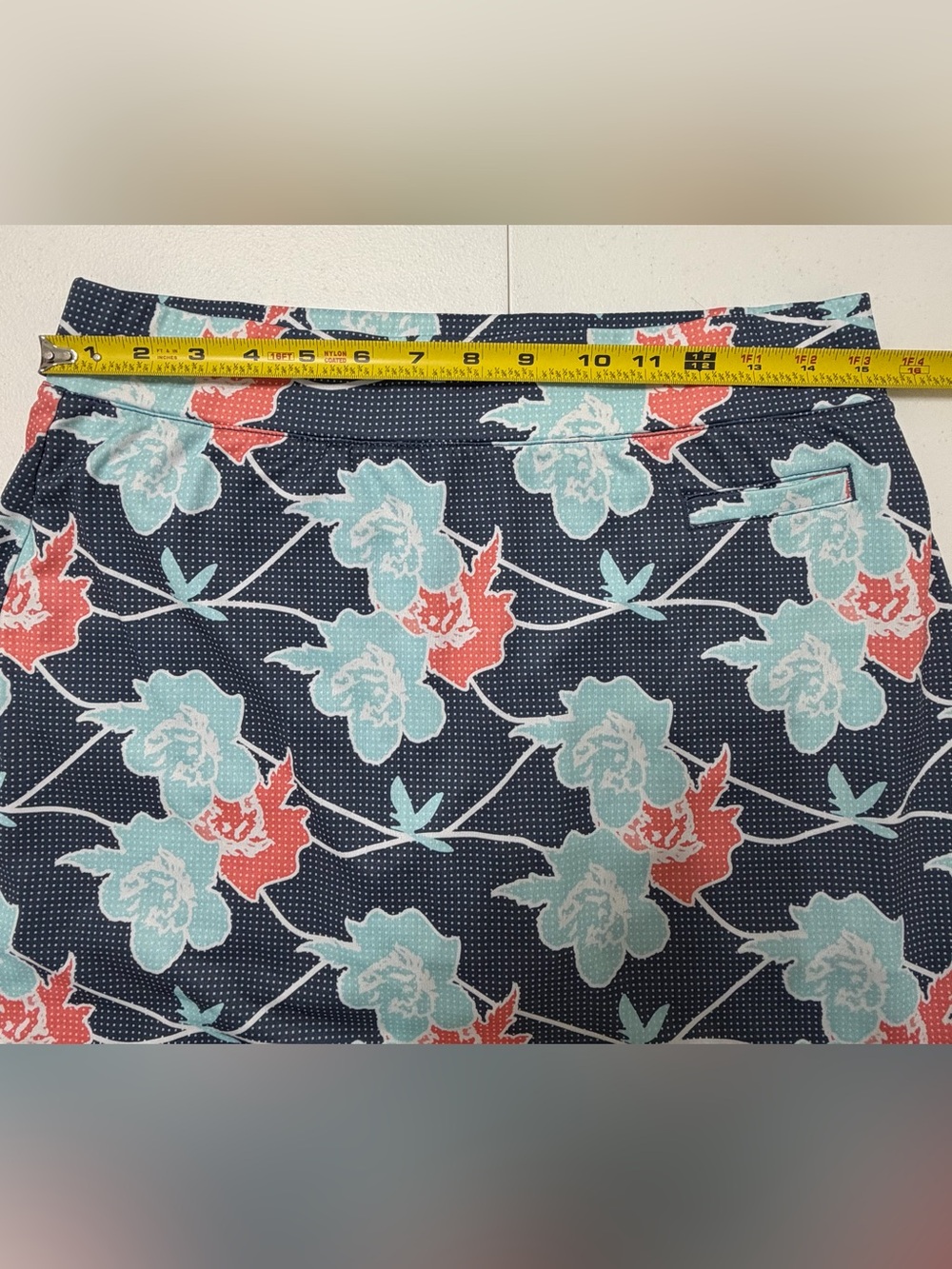 Pebble Beach Floral Golf Skort Size L Athletic Tennis Skirt Navy Blue Teal - Picture 3 of 7